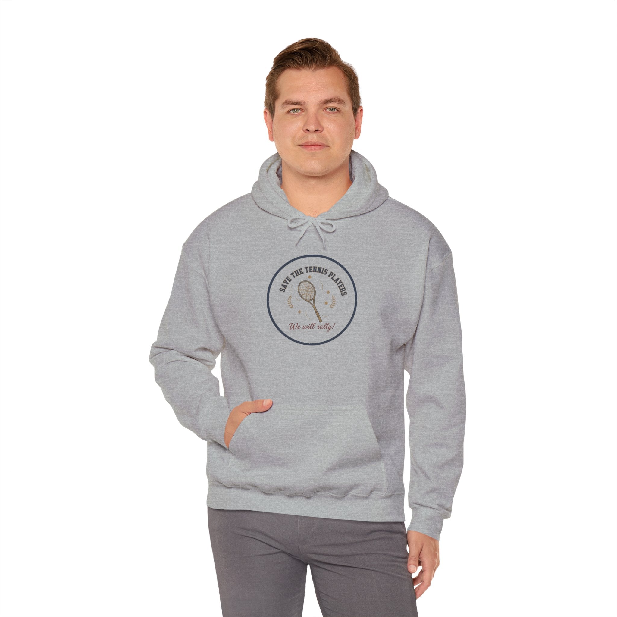 Save the Tennis Players Hoodie | tennis meme apparel, racquet sport humor