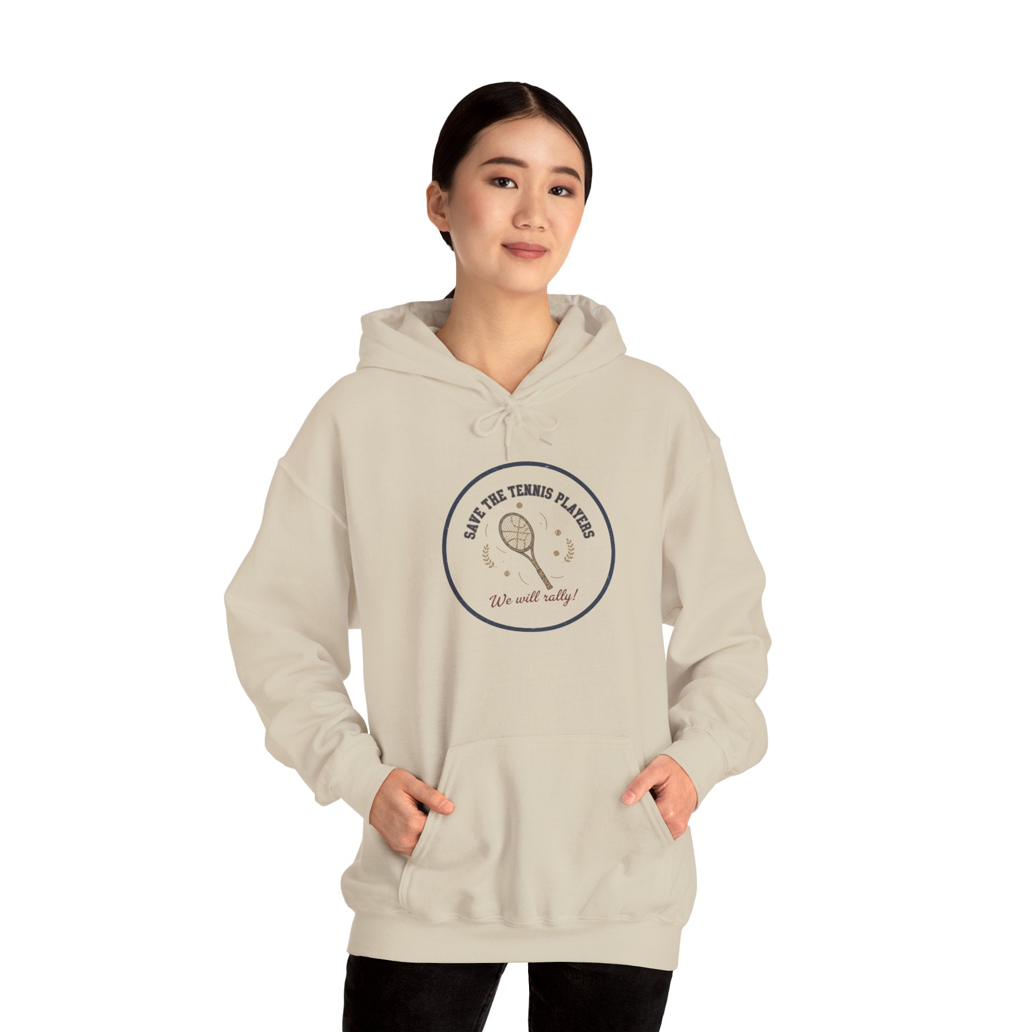 Save the Tennis Players Hoodie | tennis meme apparel, racquet sport humor