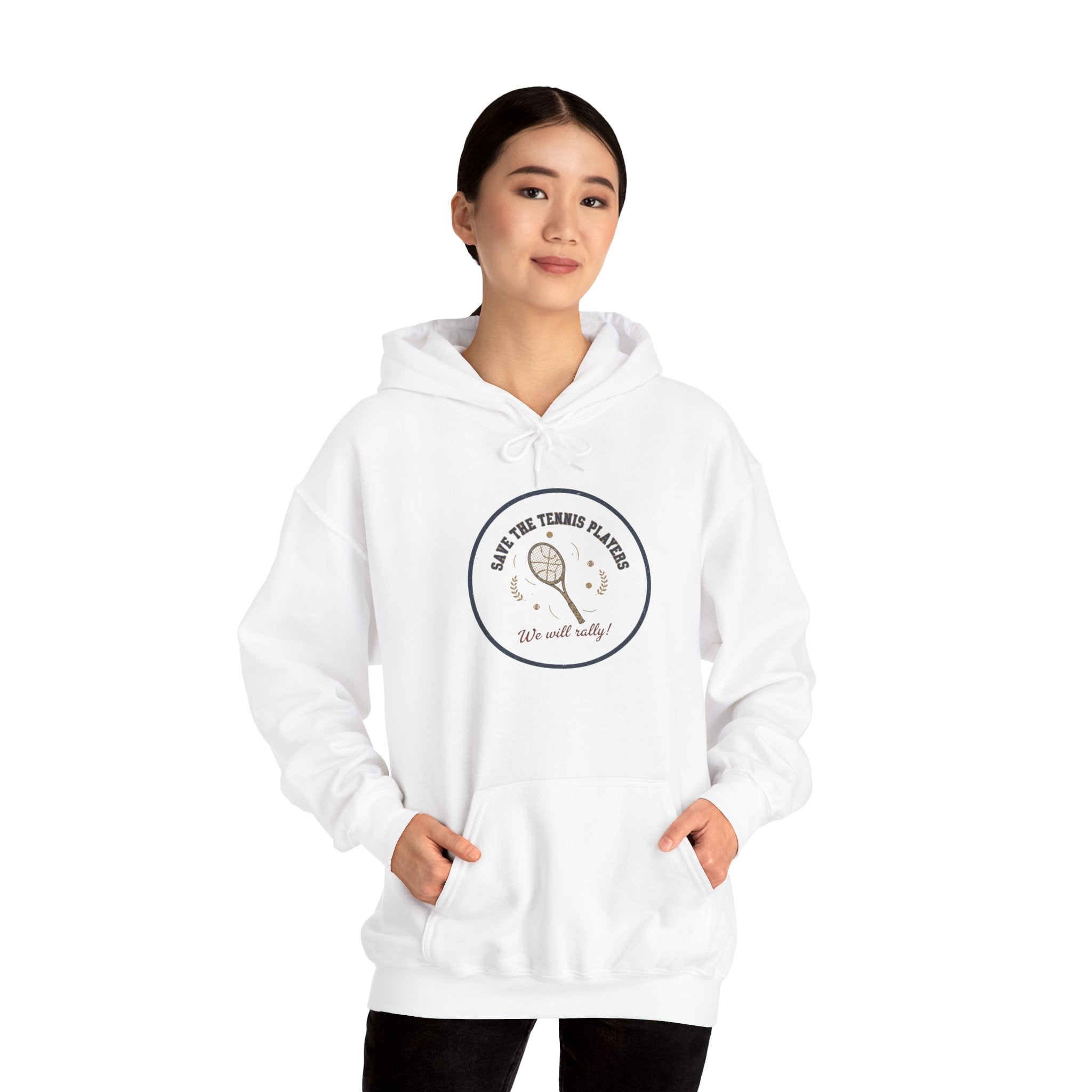 Save the Tennis Players Hoodie | tennis meme apparel, racquet sport humor