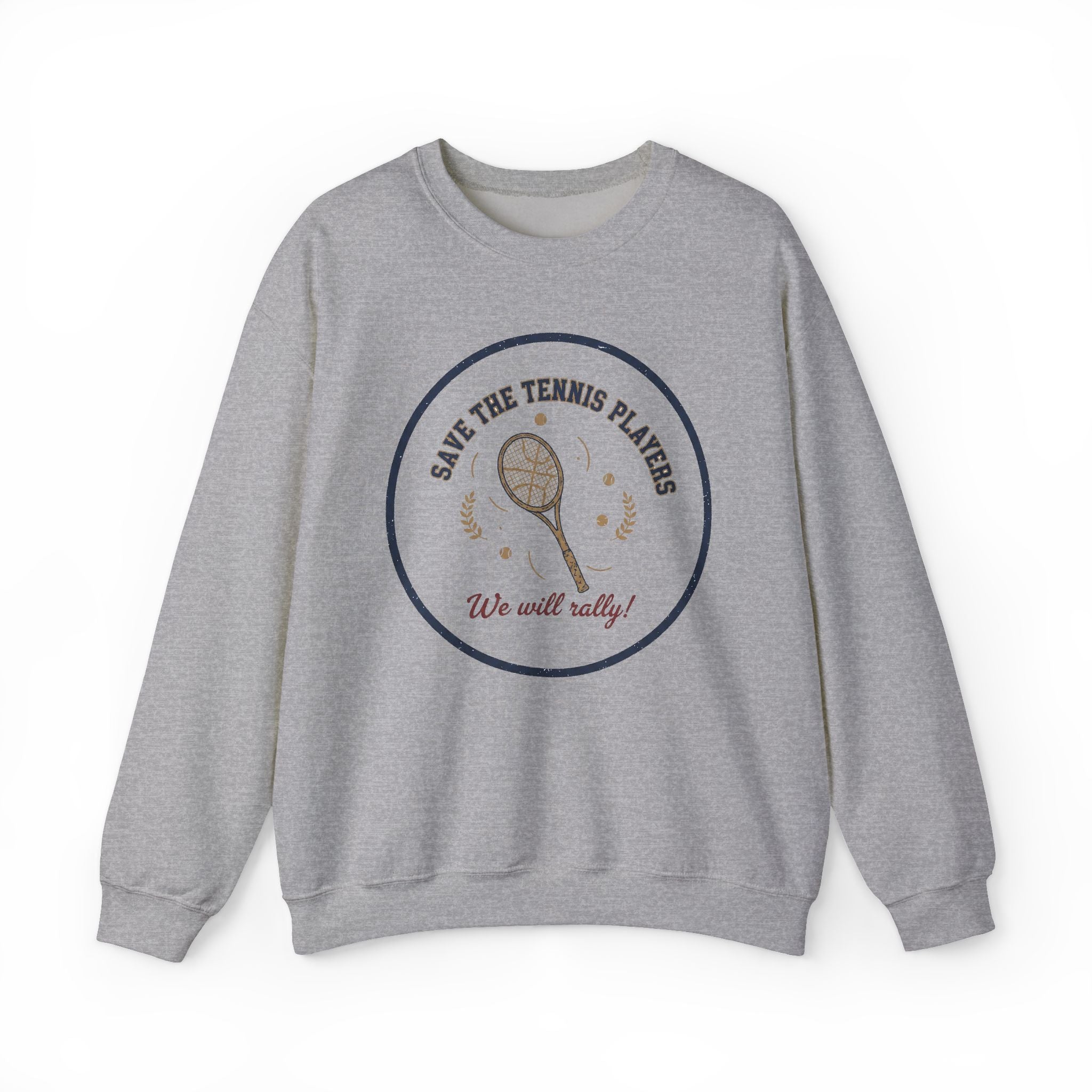 Save the Tennis Players Crewneck Sweatshirt | tennis meme apparel, racquet sport humor