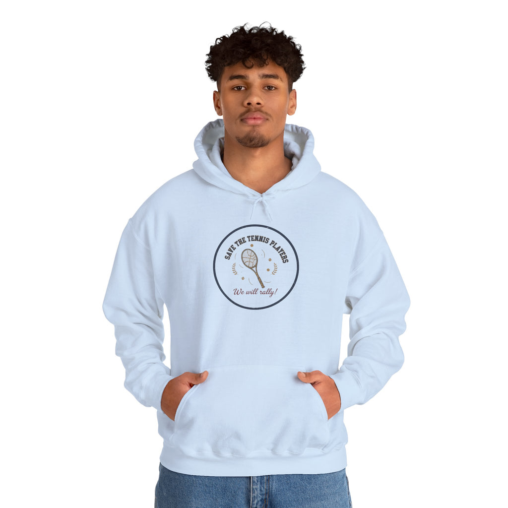 Save the Tennis Players Hoodie | tennis meme apparel, racquet sport humor