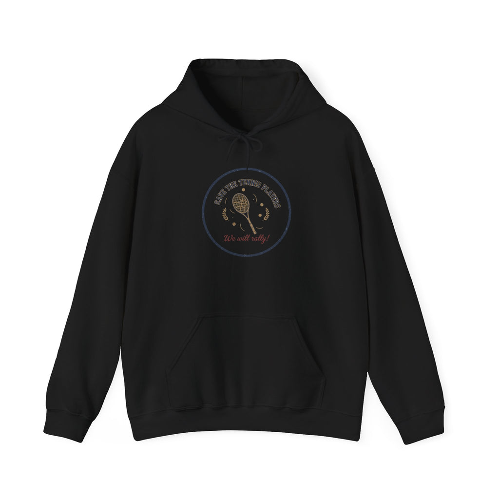 Save the Tennis Players Hoodie | tennis meme apparel, racquet sport humor