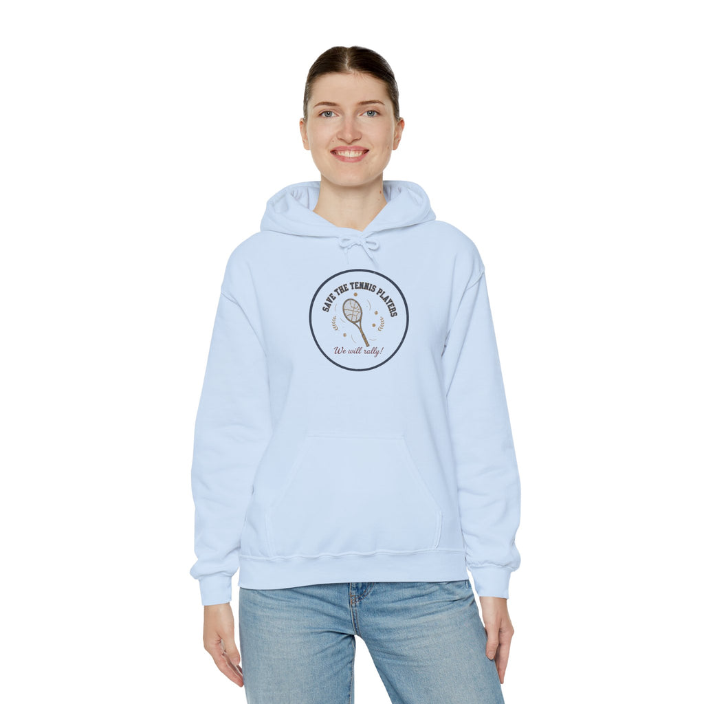 Save the Tennis Players Hoodie | tennis meme apparel, racquet sport humor