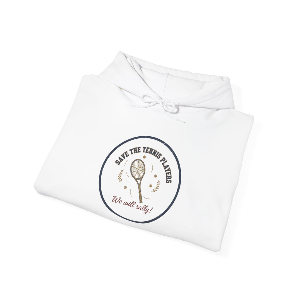 Save the Tennis Players Hoodie | tennis meme apparel, racquet sport humor