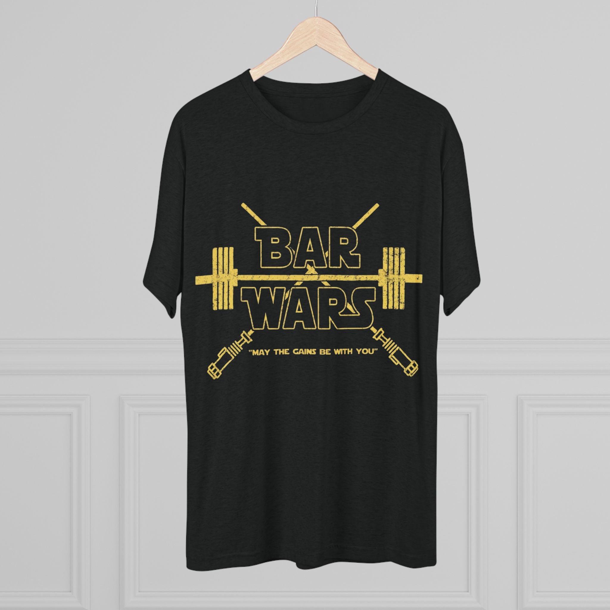 Bar Wars Fitness Vintage Tee — "May the Gains Be With You"