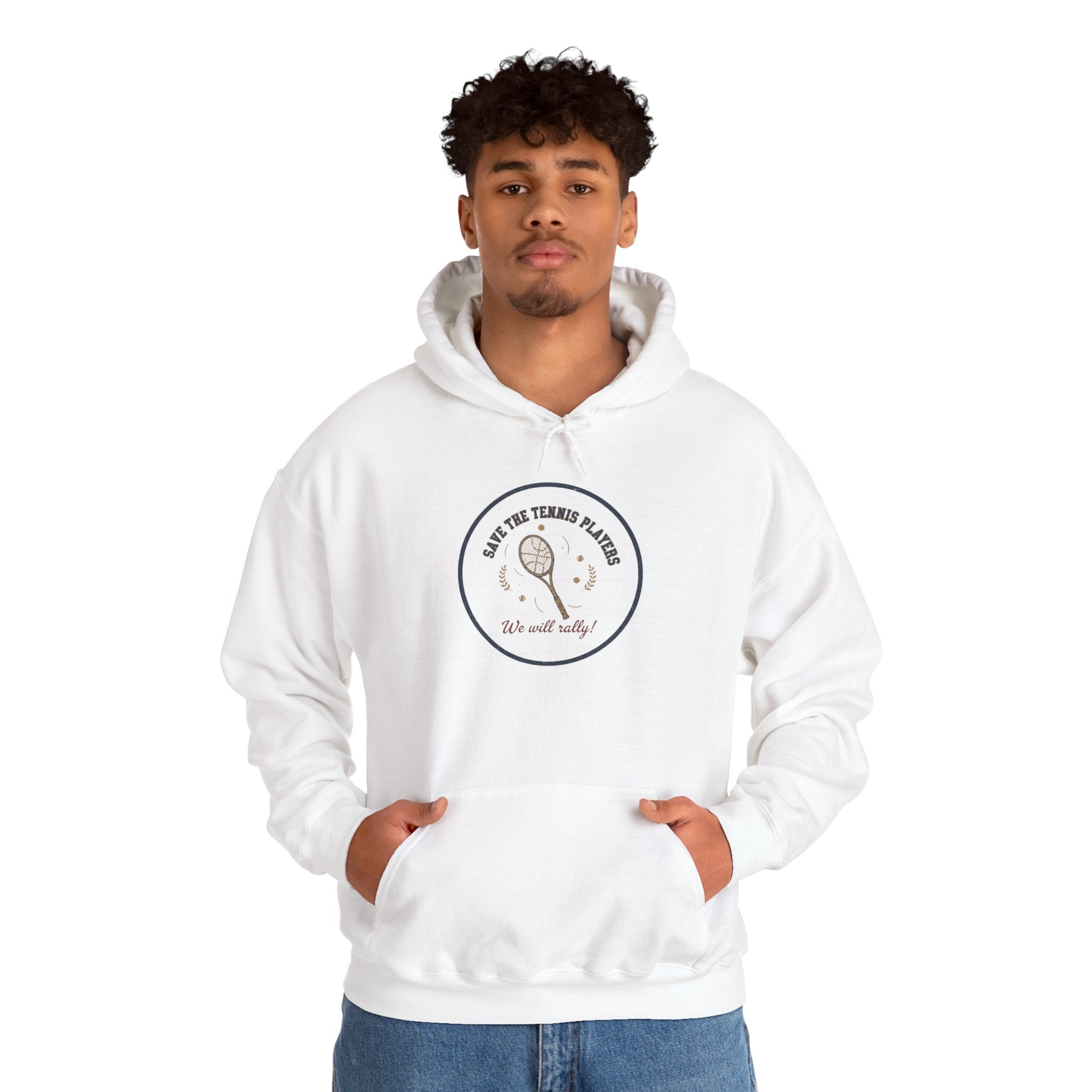 Save the Tennis Players Hoodie | tennis meme apparel, racquet sport humor