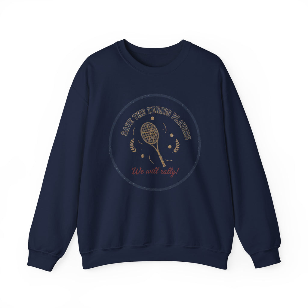 Save the Tennis Players Crewneck Sweatshirt | tennis meme apparel, racquet sport humor