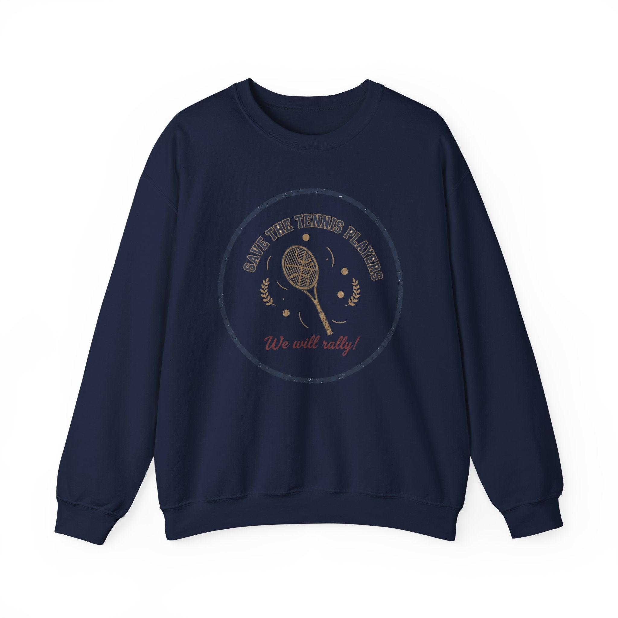 Save the Tennis Players Crewneck Sweatshirt | tennis meme apparel, racquet sport humor