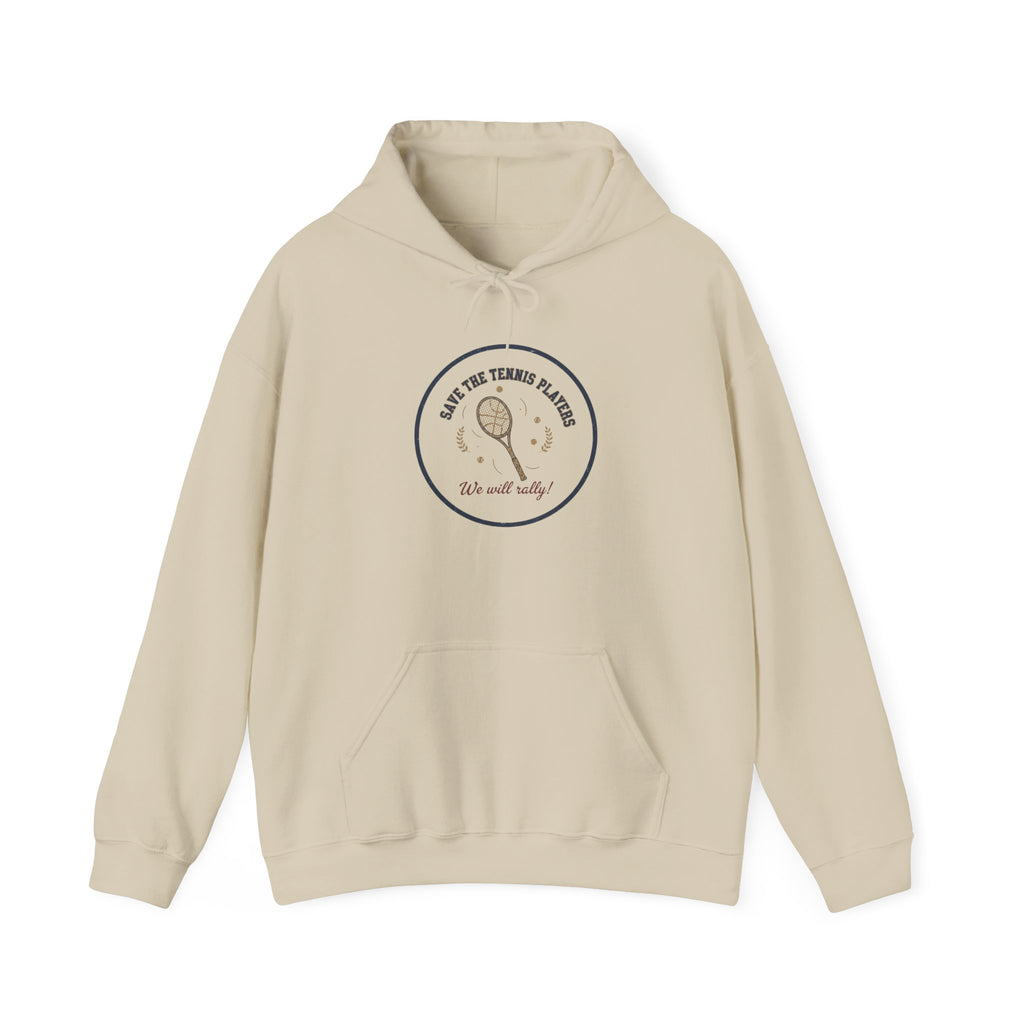 Save the Tennis Players Hoodie | tennis meme apparel, racquet sport humor