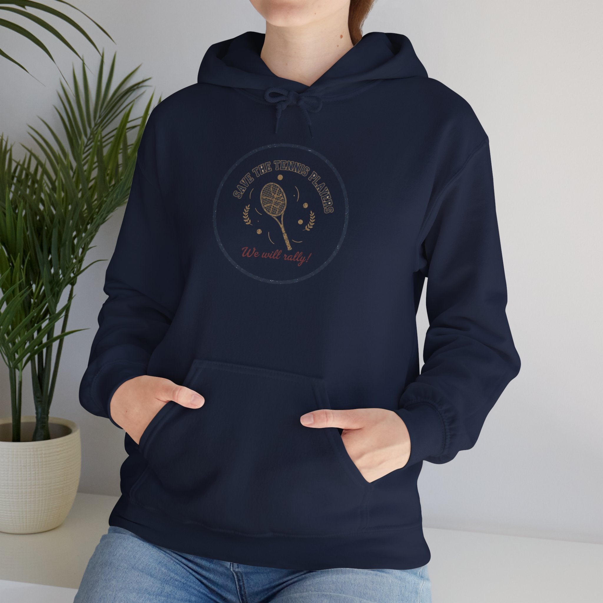Save the Tennis Players Hoodie | tennis meme apparel, racquet sport humor
