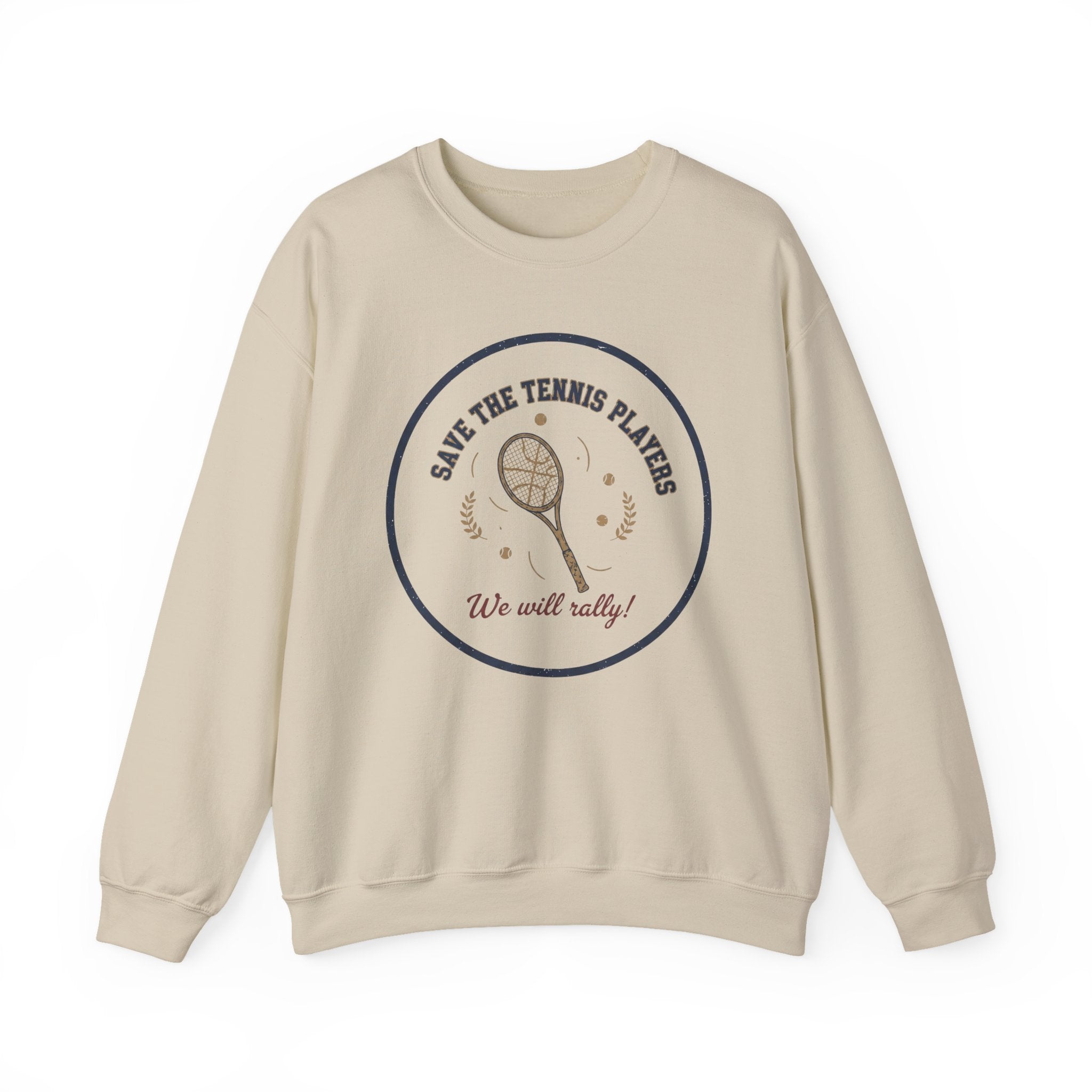 Save the Tennis Players Crewneck Sweatshirt | tennis meme apparel, racquet sport humor
